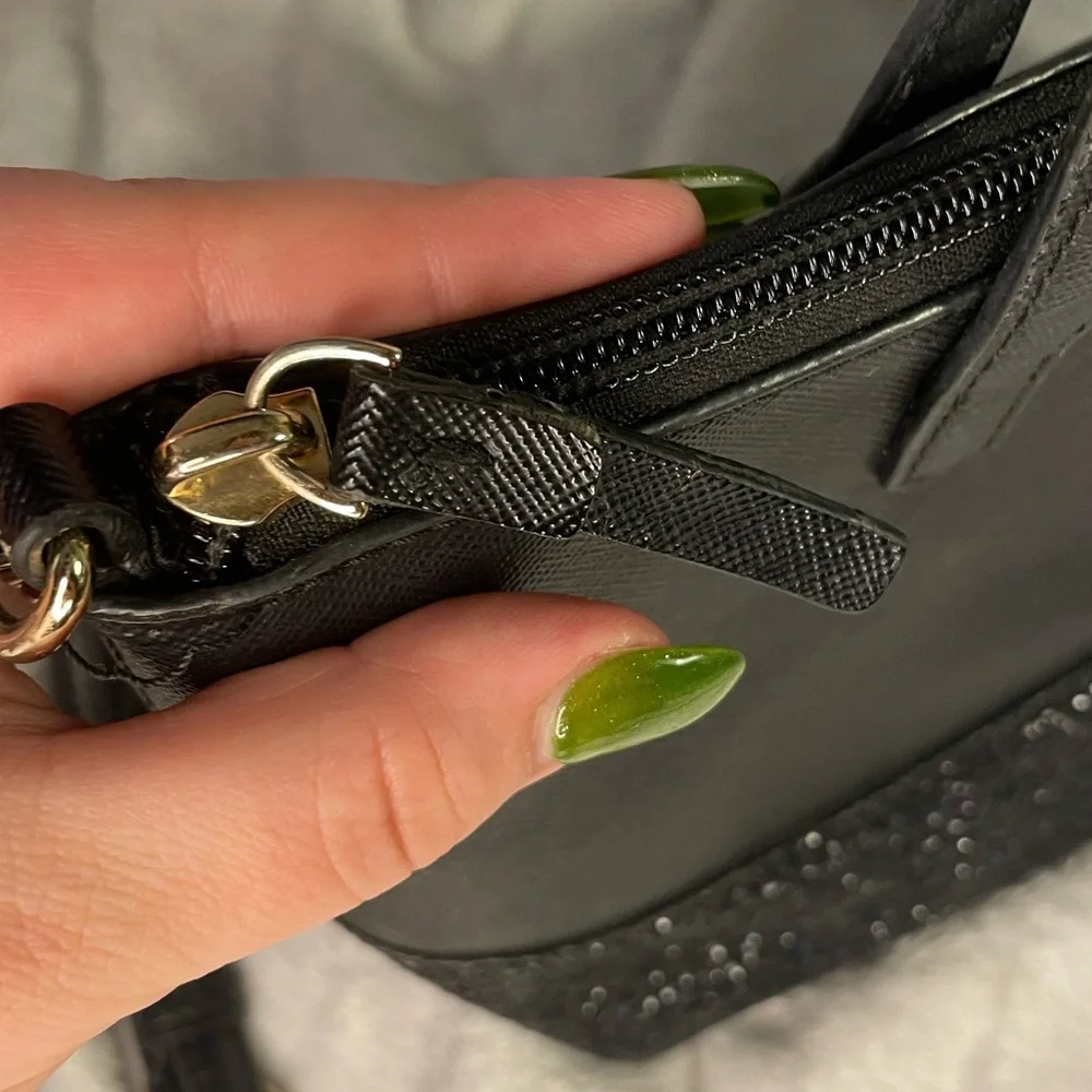 Kate Spade Black Glitter Crossbody Bag Two Way with Gold Hardware EUC - Picture 6 of 16